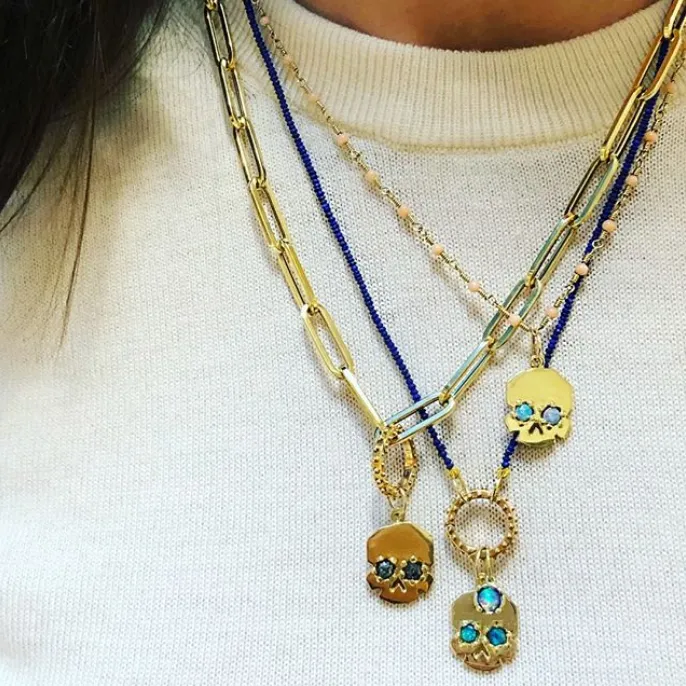 BOHEME LAPIS and GOLD HOOPS OPEN CHAIN